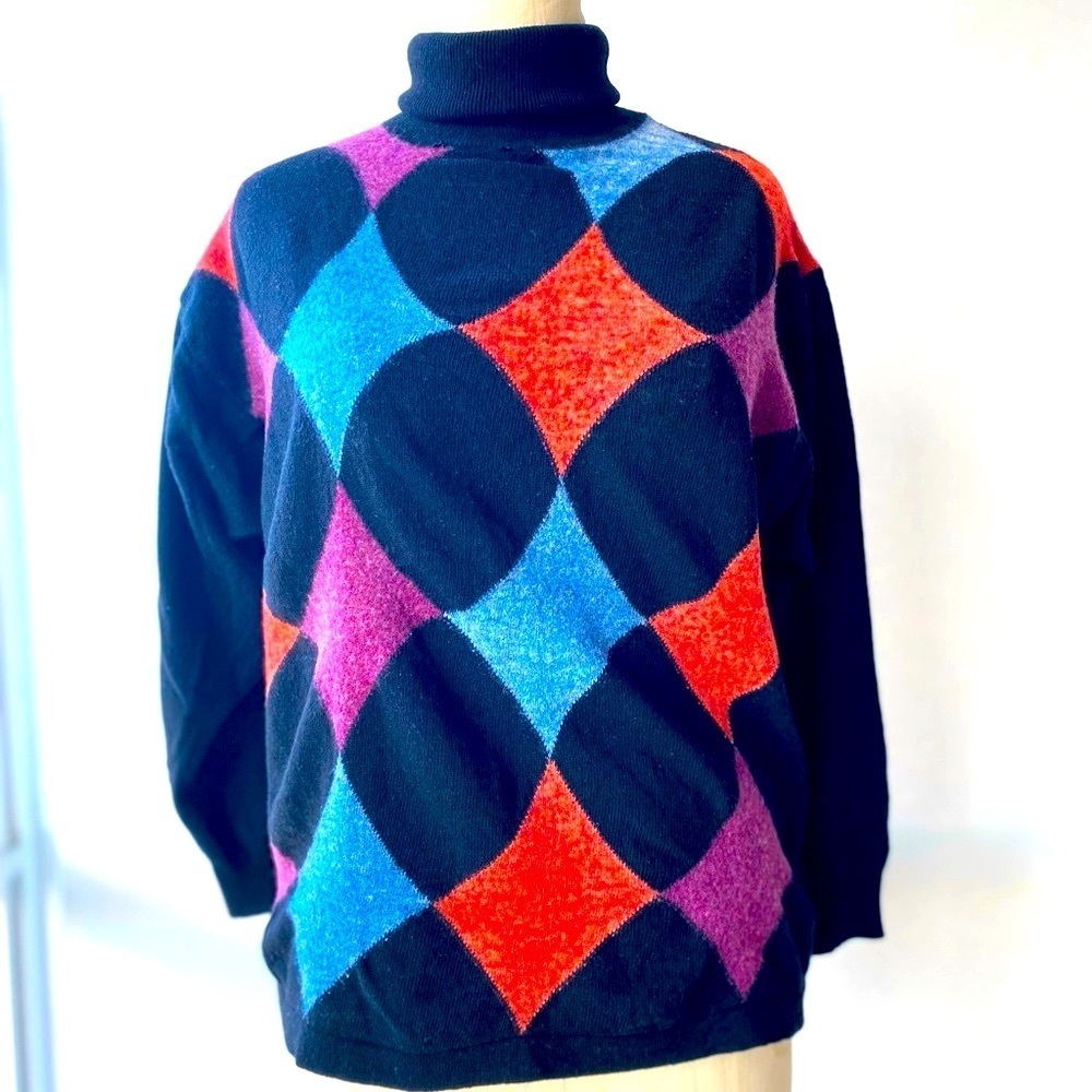 90’s wool blend (The Bay) Colourblock Womens Turtleneck Sweater size medium